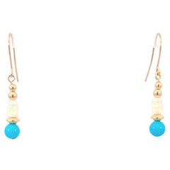 Turquoise Opal Earrings in 14 Karat Gold