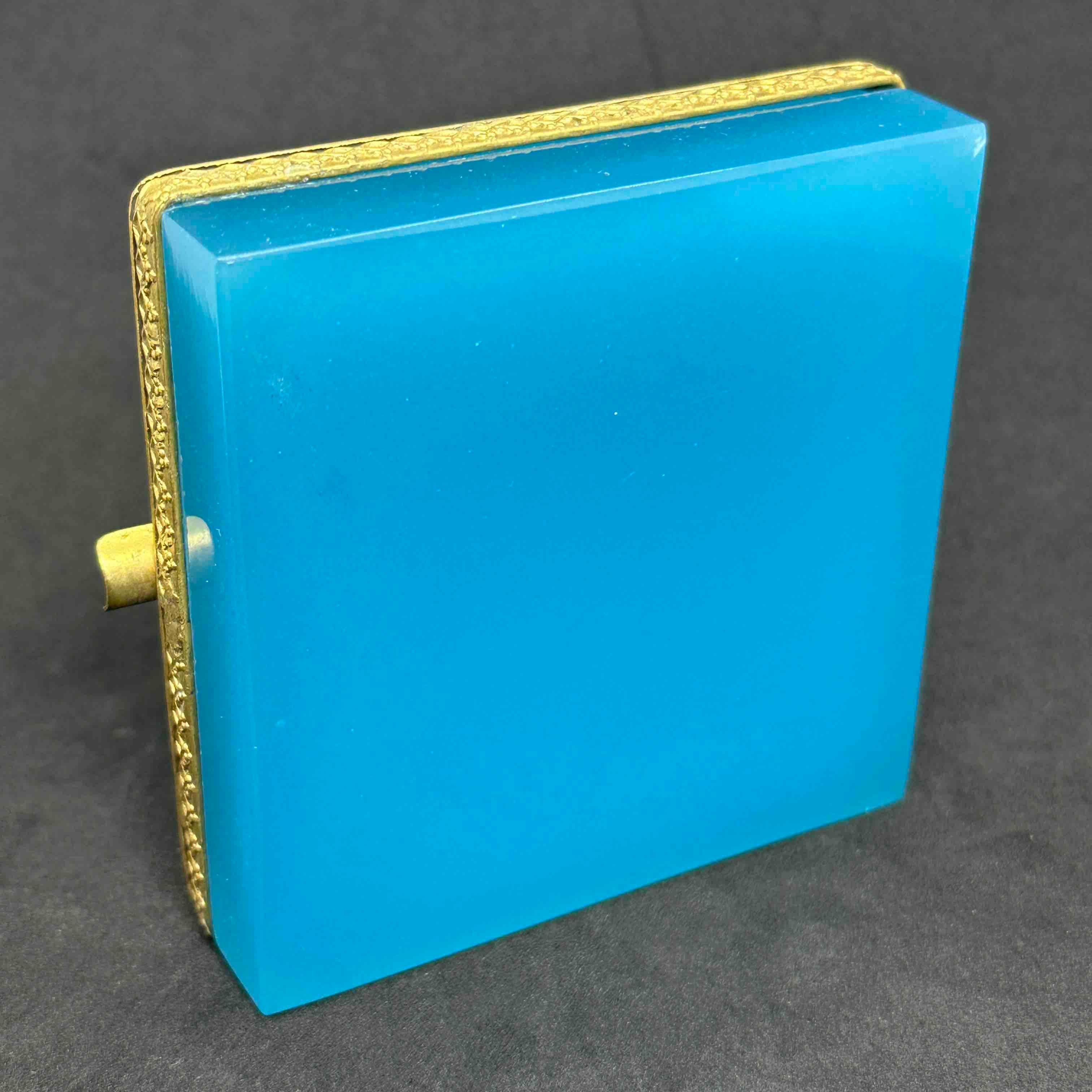 Turquoise Opaline Glass Ashtray with Bronze Mounts, France Italy Early 20th Cent 6