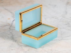 Turquoise Opaline Rectangular box with Brass Mounts, France Early 20th C.