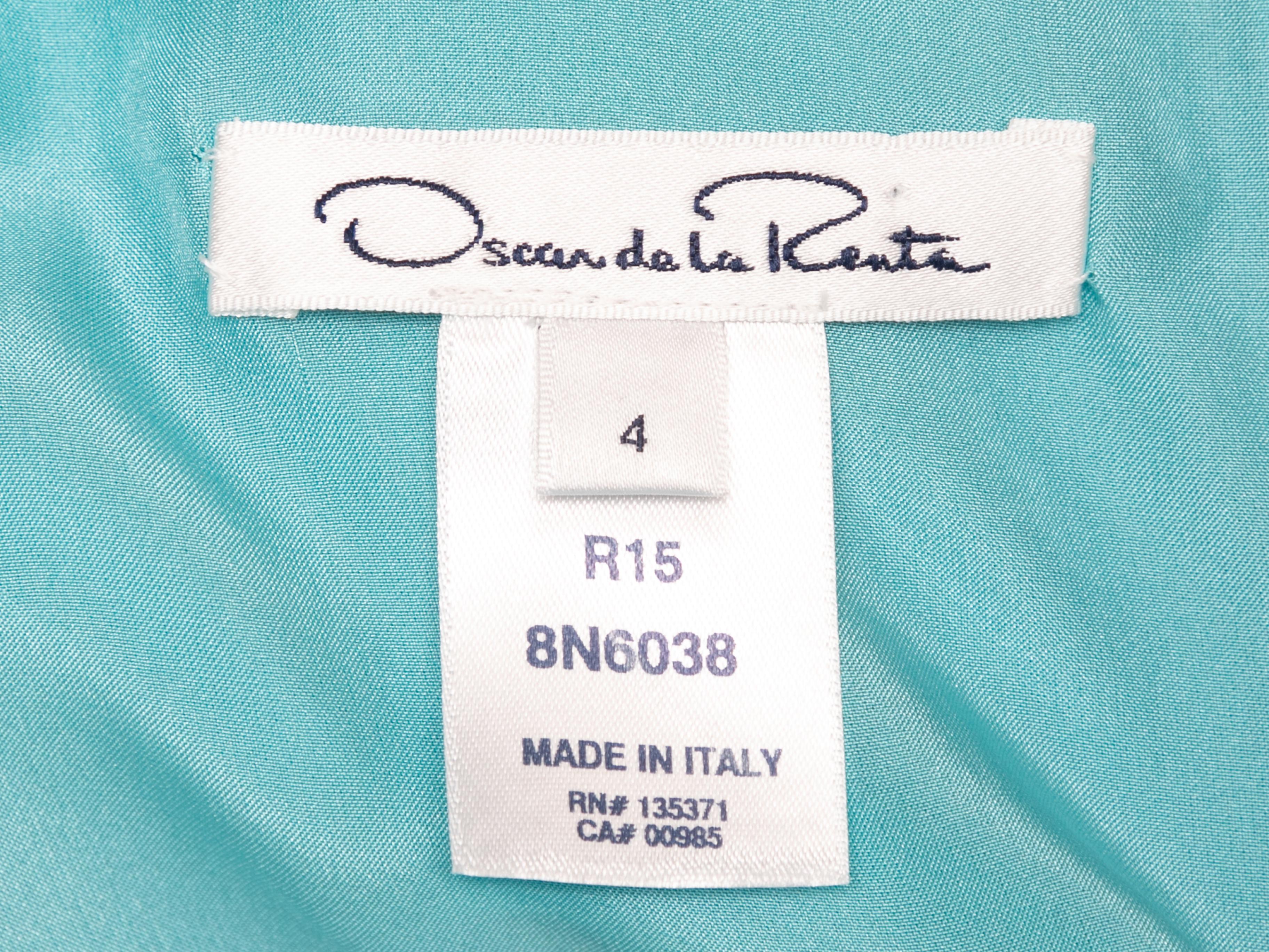 Turquoise Oscar de la Renta Resort 2015 Wool Dress Size US 4 For Sale 2