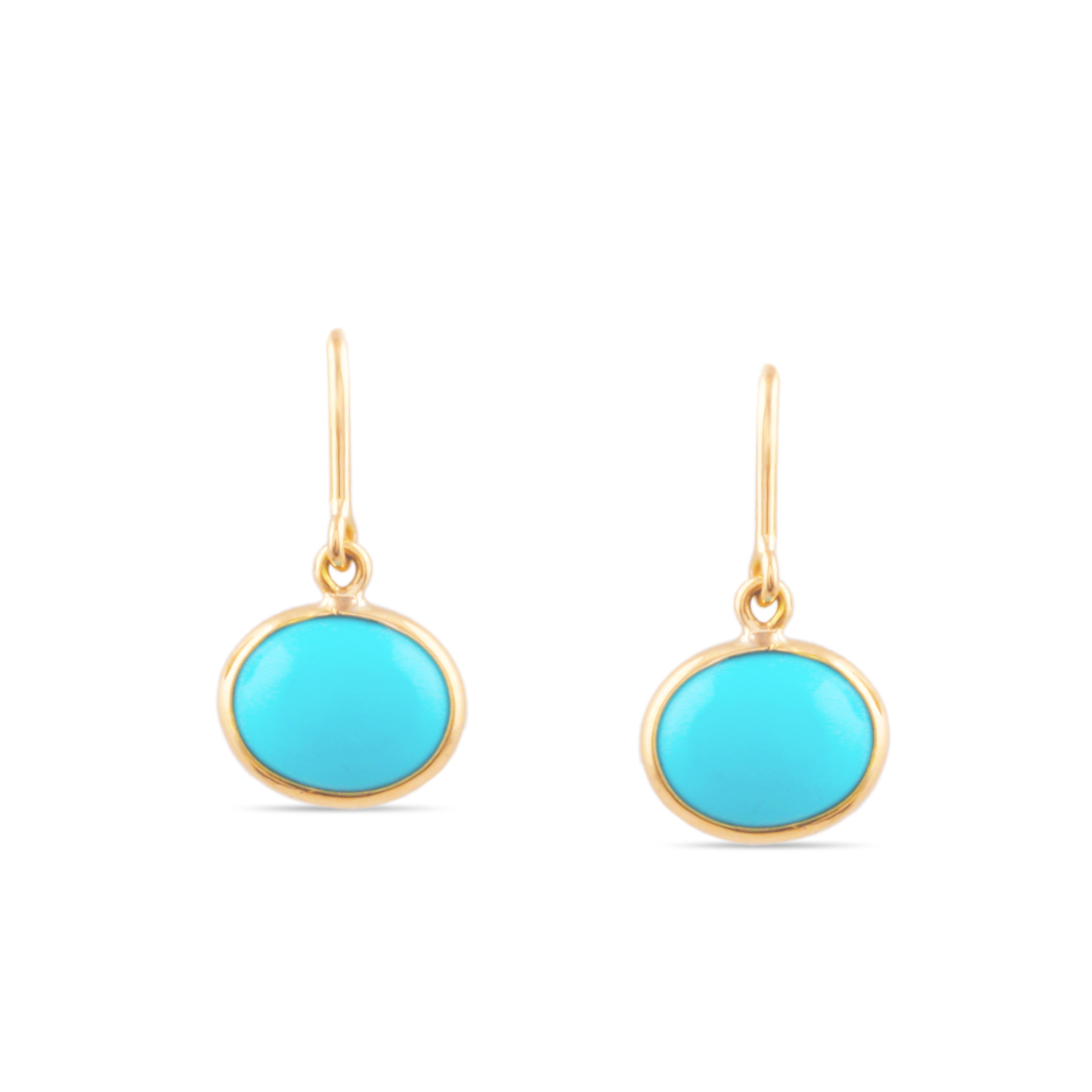 Tresor Beautiful Earring feature 3.03 carats of Turquoise. The Earring is an ode to the luxurious yet classic beauty with sparkly gemstones and feminine hues. Their contemporary and modern design make them perfect and versatile to be worn at any