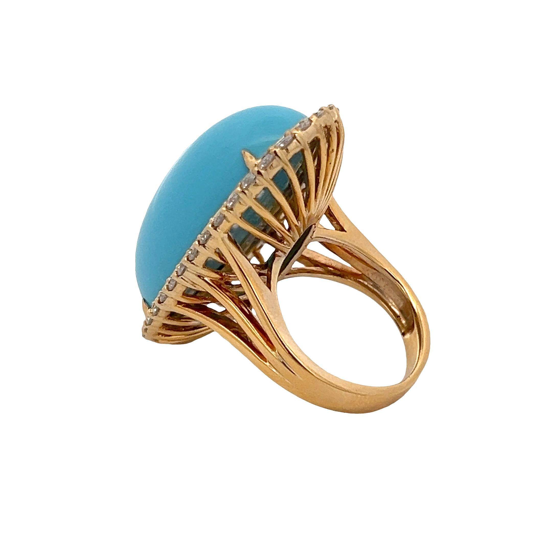 Taille ovale Bague ovale en turquoise en vente