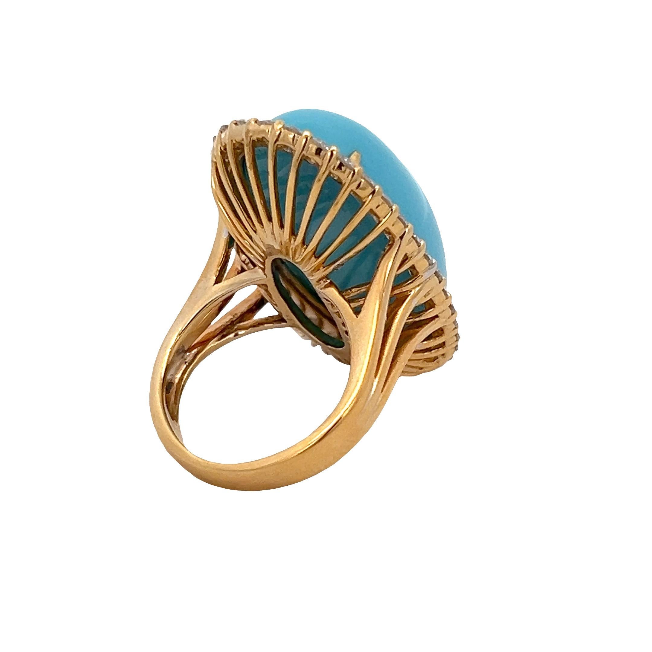 Bague ovale en turquoise Excellent état - En vente à Cedar Grove, NJ