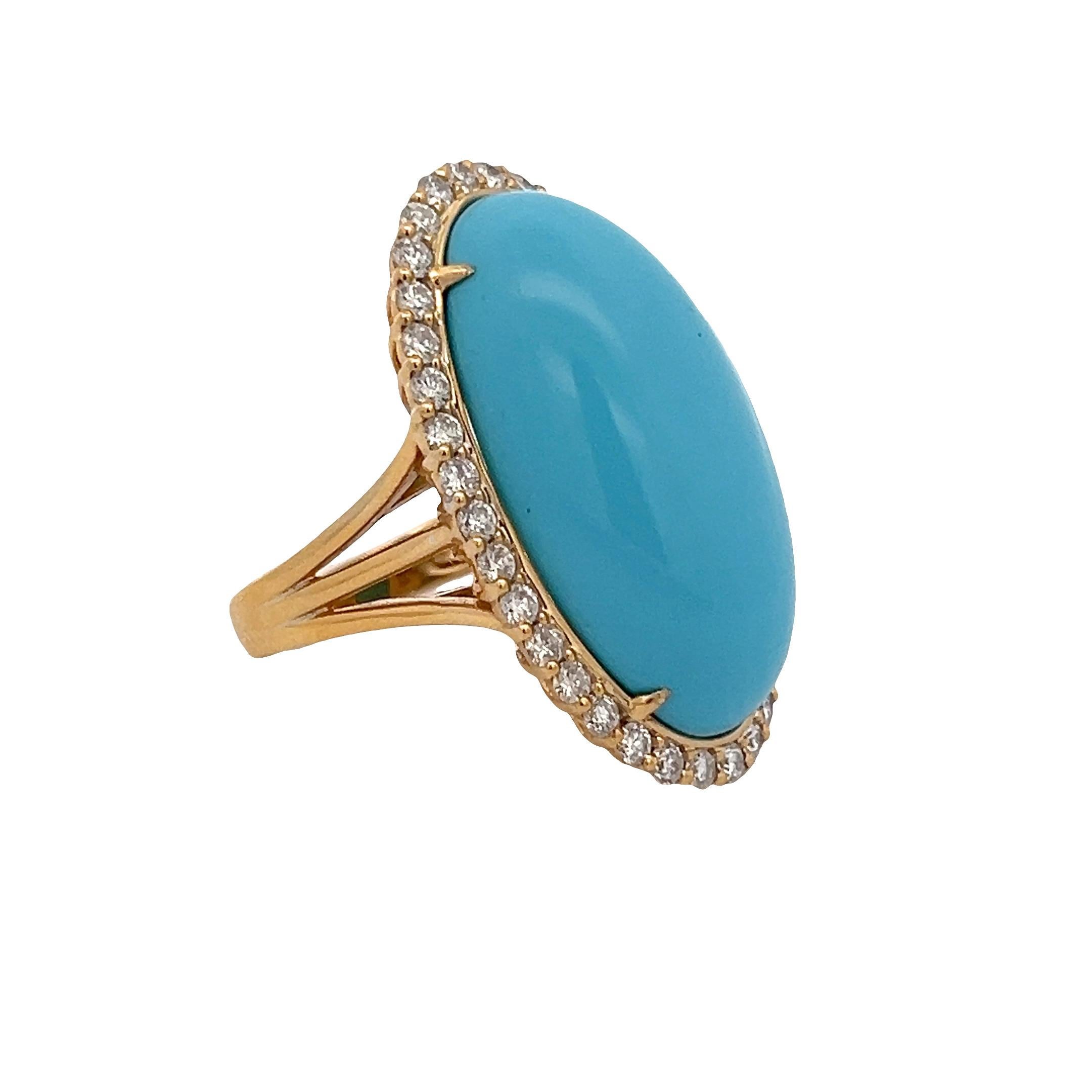 Bague ovale en turquoise Pour femmes en vente