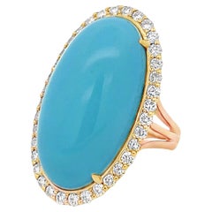 Bague ovale en turquoise