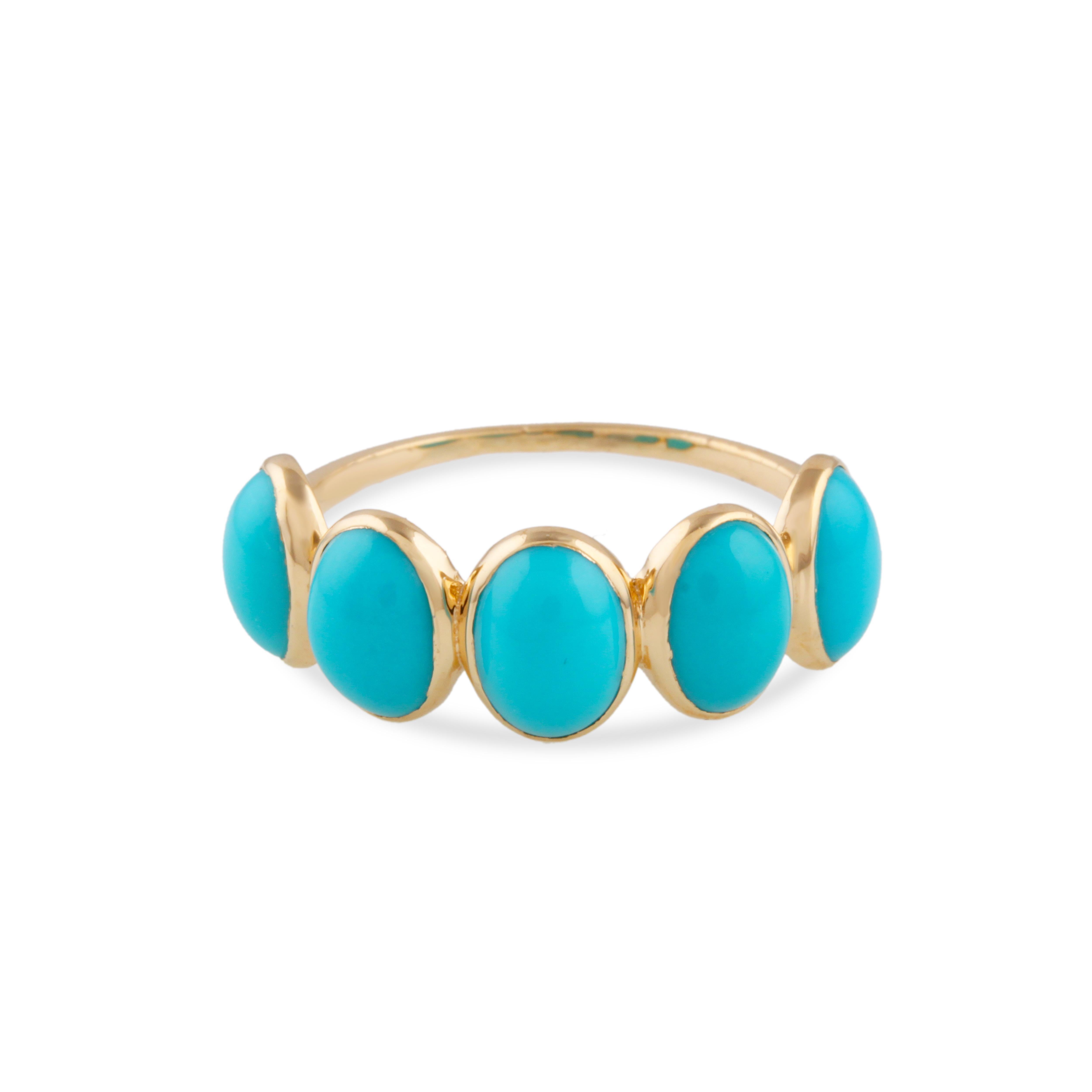 Tresor Beautiful Ring feature 3.22 carats of Turquoise. The Ring are an ode to the luxurious yet classic beauty with sparkly gemstones and feminine hues. Their contemporary and modern design make them perfect and versatile to be worn at any