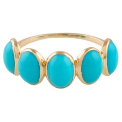 Anillo Oval de Turquesa en Oro Amarillo de 18K