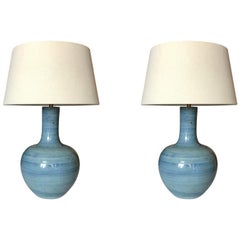 Turquoise Pair of Lamps, China, Contemporary