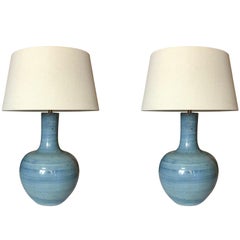 Turquoise Pair of Lamps, China, Contemporary