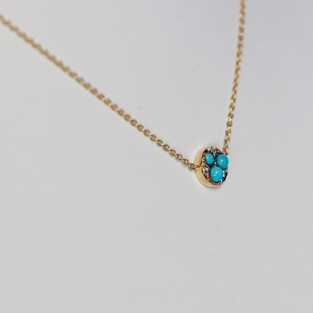Contemporaneo Collana con ciondolo in turchese Paraiba con tormalina e diamanti in vendita