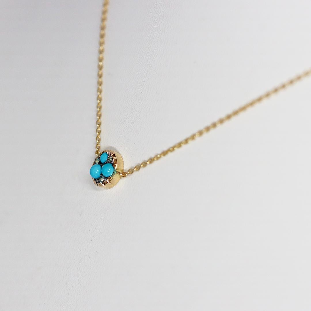 Collana con ciondolo in turchese Paraiba con tormalina e diamanti In condizioni Nuovo in vendita a Antwerp, BE