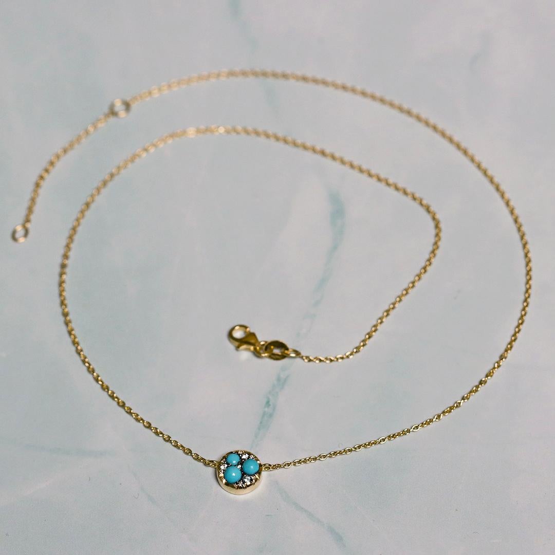 Collana con ciondolo in turchese Paraiba con tormalina e diamanti in vendita 1