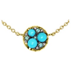 Turquoise Paraiba Tourmaline Diamond Pave Pendant Necklace