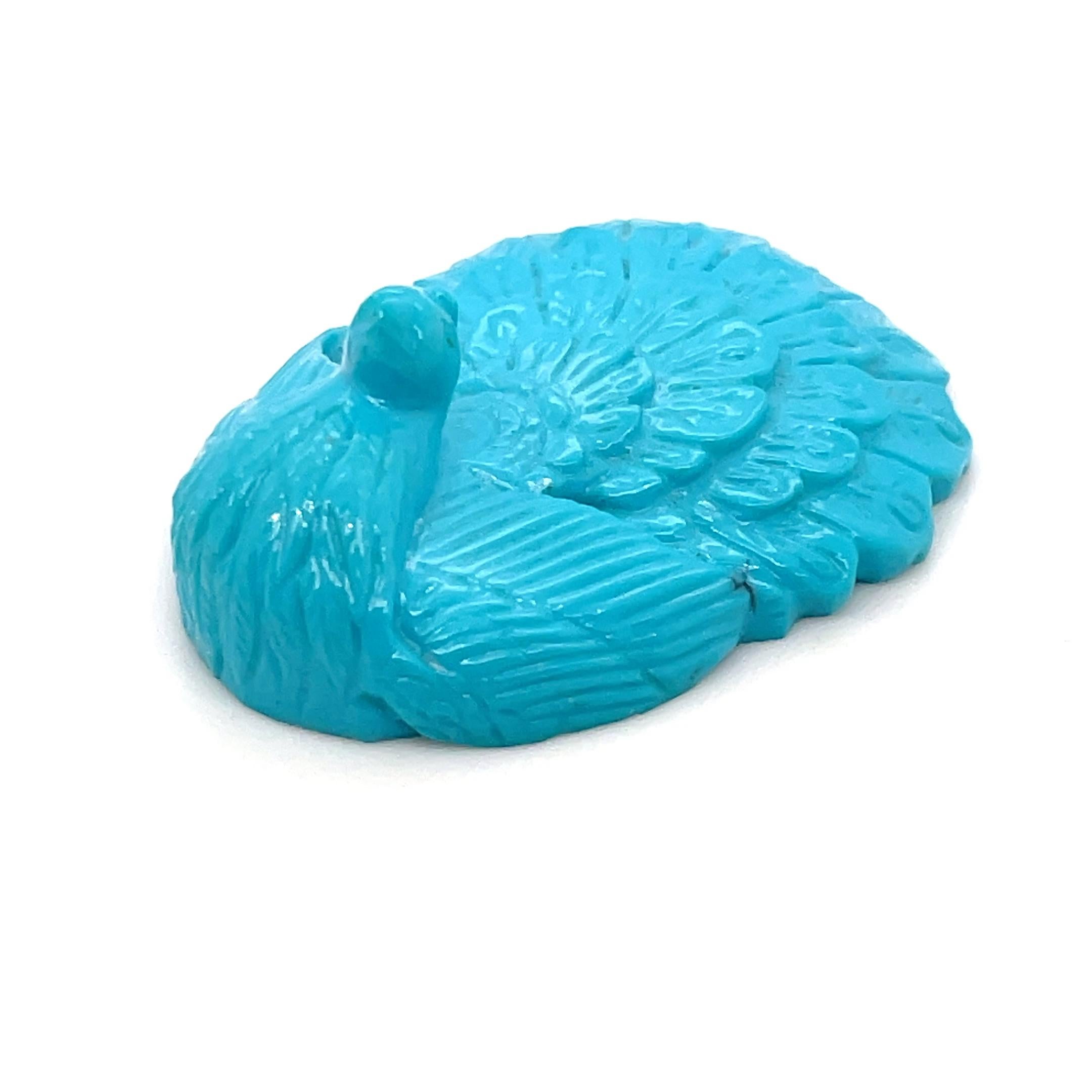 Contemporain Turquoise Sculpture Paon Cts 65.20 en vente