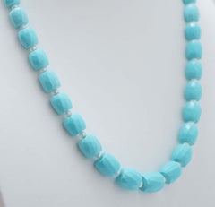 Turquoise, Pearls, 18 Karat Yellow Gold Necklace.
