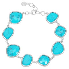 Bracelet galets turquoise en argent sterling