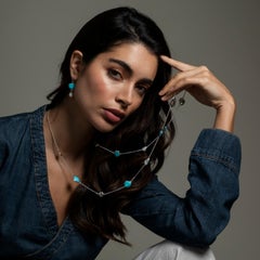 Turquoise Pebble & Pearl Drop Earrings In Sterling Silver