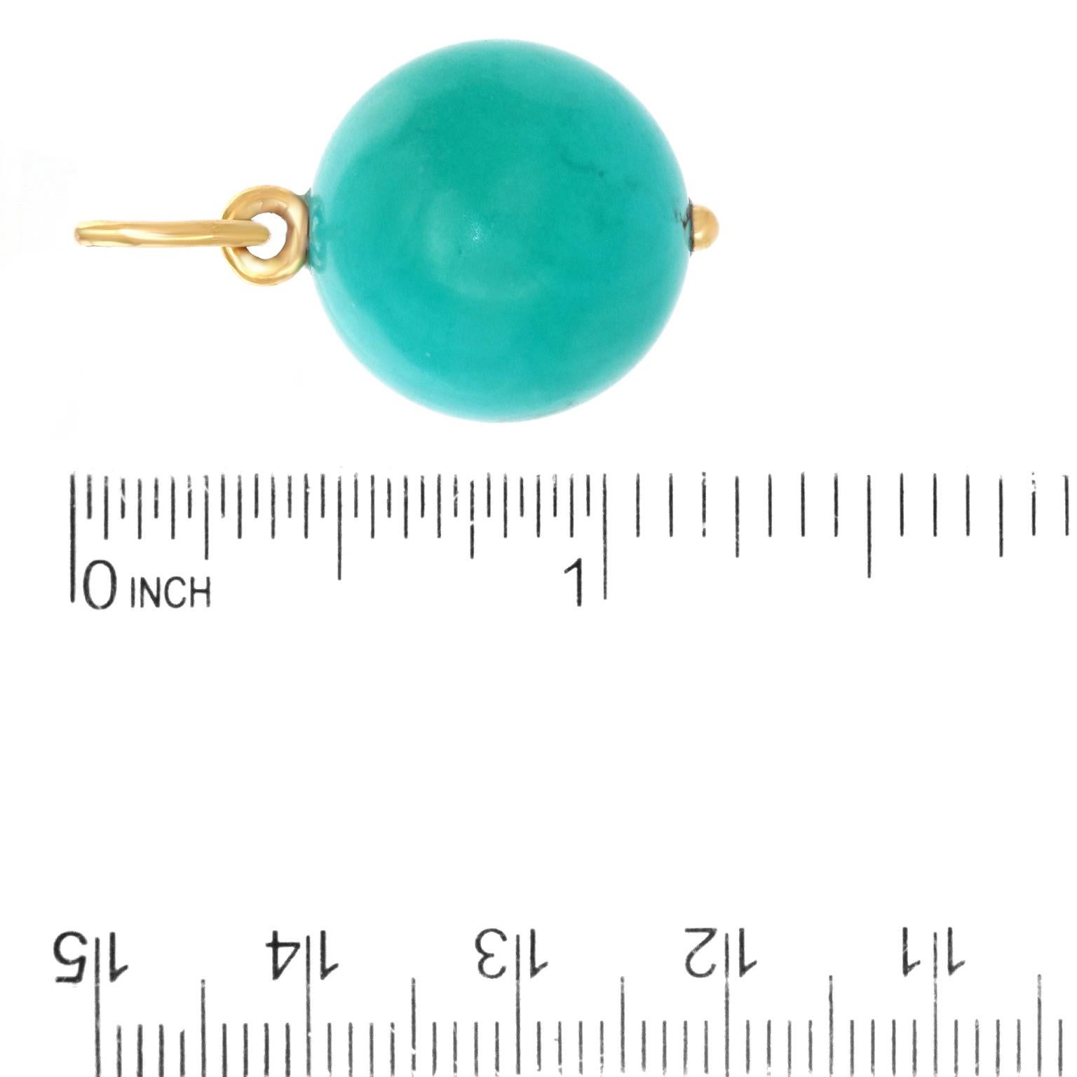 Turquoise Pendant 18k For Sale 1