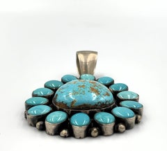 Carico Lake Turquoise Pendant by Navajo Silversmith Betty Tom