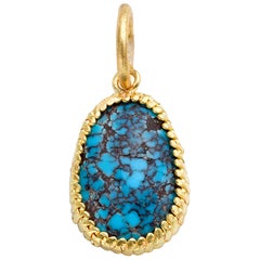 Turquoise Pendant in 22 Karat Yellow Gold