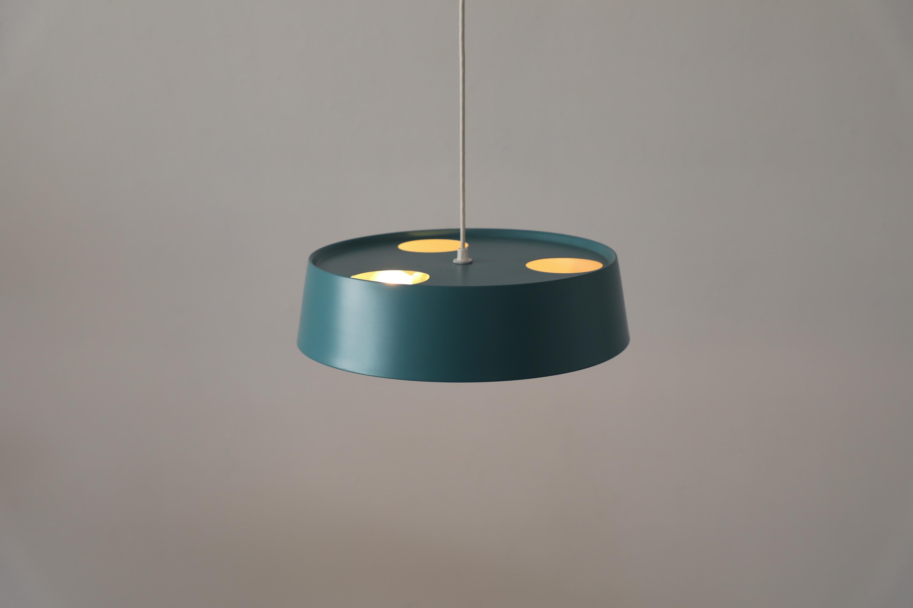 Enameled Turquoise Philips Pendant Lamp by Louis Kalff For Sale