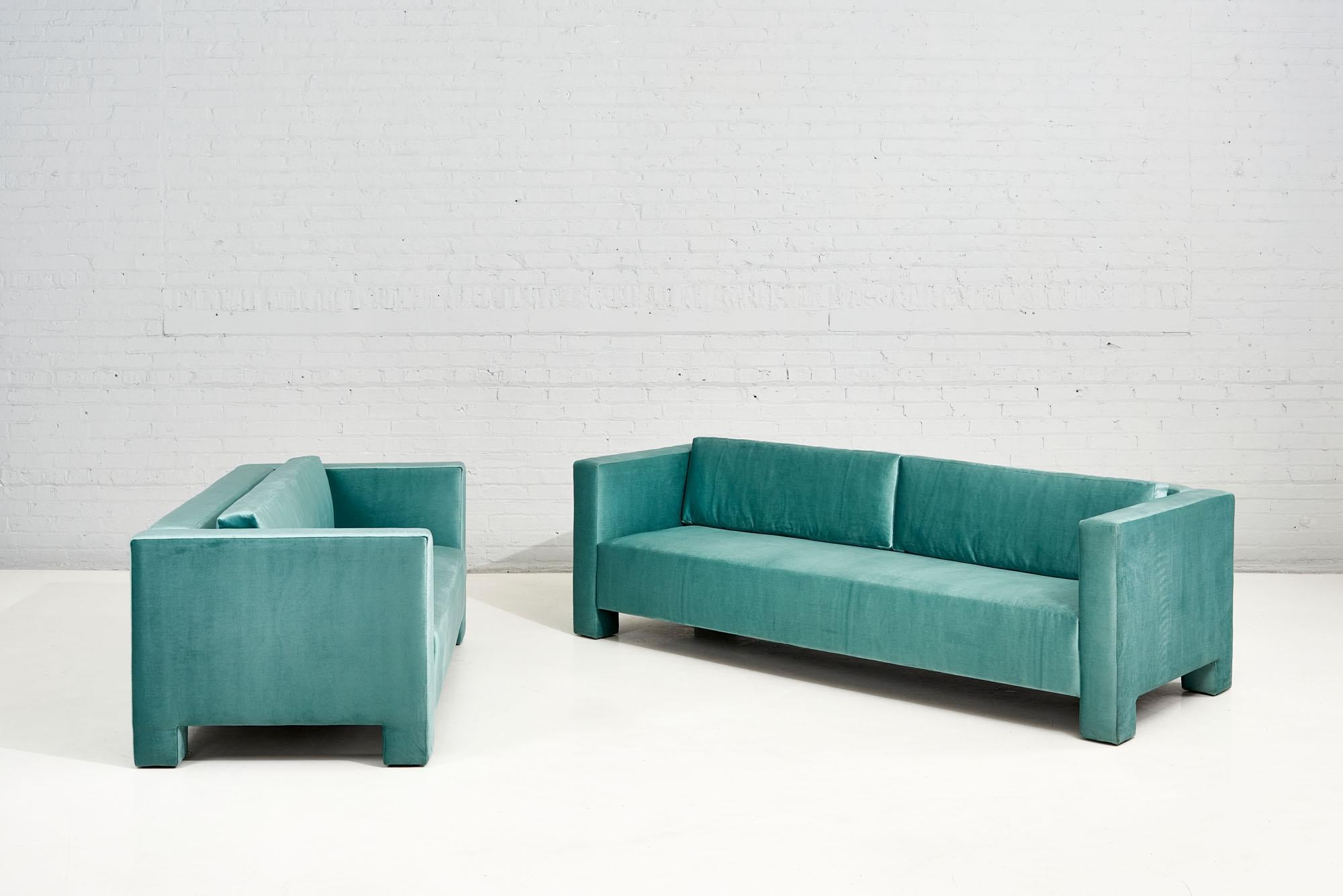 Turquoise Post Modern Cubic Settee, 1970	 For Sale 3