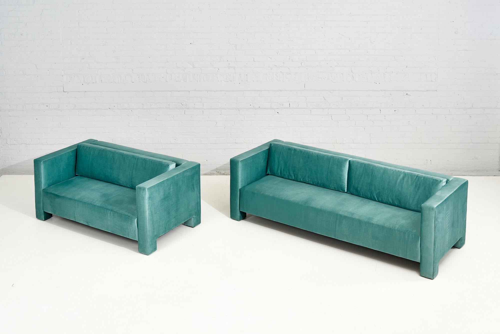 Turquoise Post Modern Cubic Settee, 1970	 For Sale 4