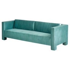 Vintage Turquoise Postmodern Cubic Sofa, 1970