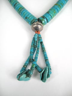 Turquoise Pueblo Heishe Sterling silver Shell Necklace Jacla Santo Domingo