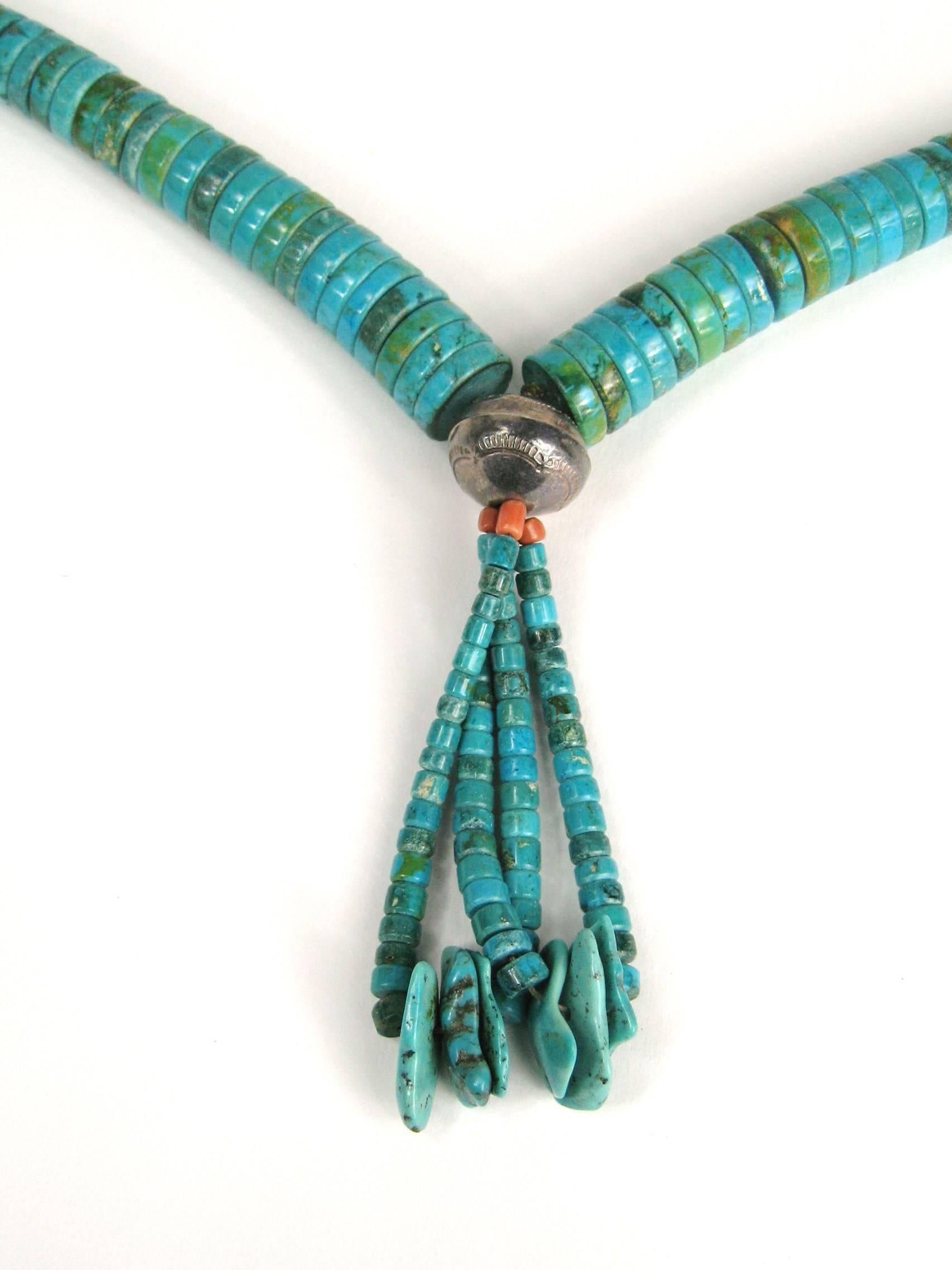 Türkis Pueblo Heishe Muschel-Halskette aus Sterlingsilber Jacla Santo Domingo für Damen oder Herren im Angebot