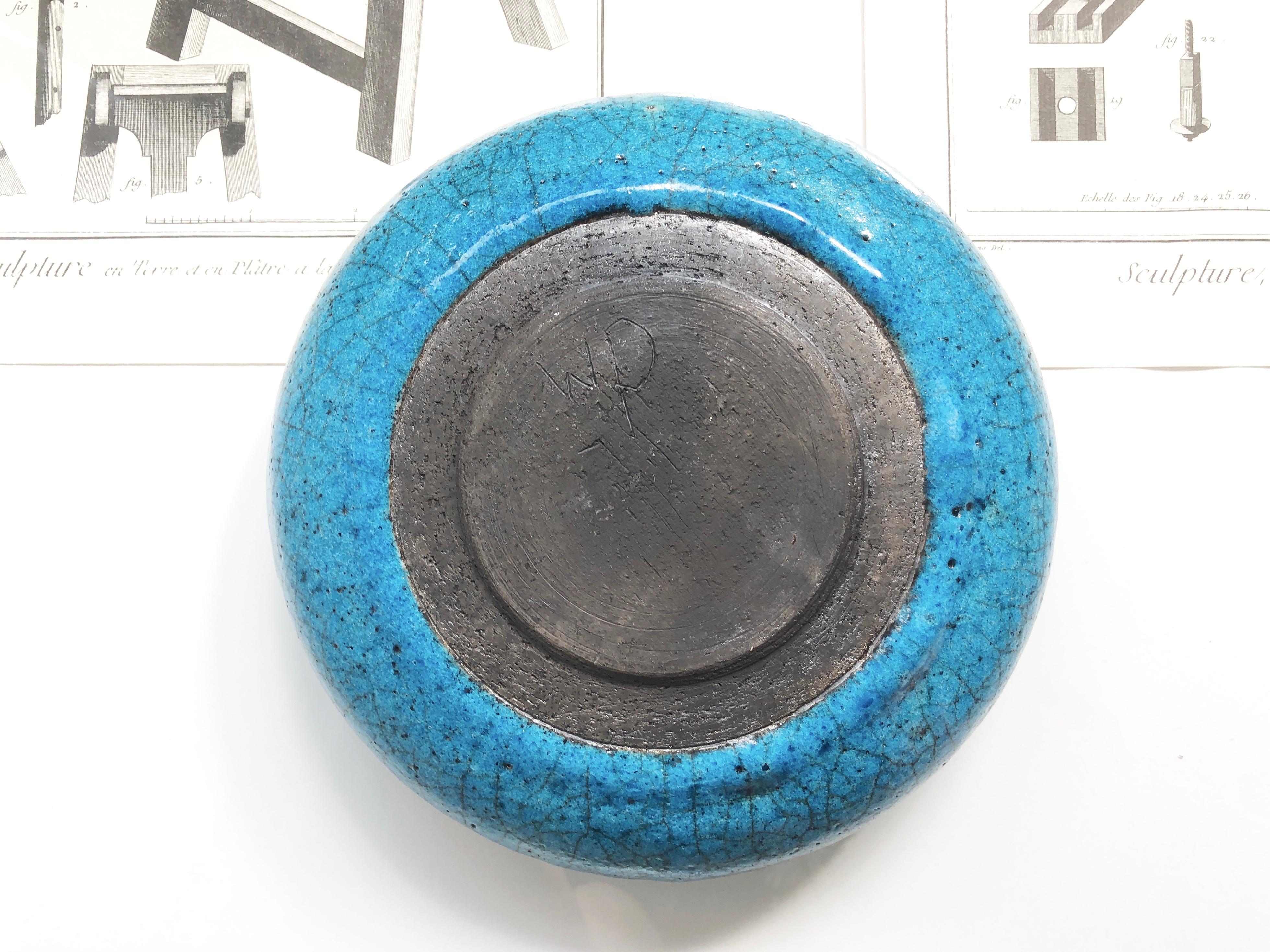 Türkis Raku-Keramikvase im japanischen Discus-Stil, ca. 1975, möglicherweise Deutschland im Zustand „Gut“ im Angebot in Andernach, DE