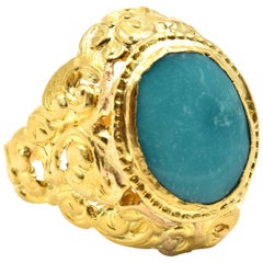 Turquoise Ring 18 Karat Yellow Gold