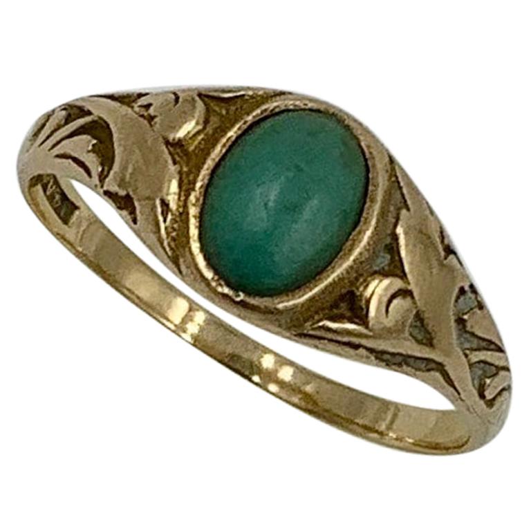 Turquoise Ring Antique Victorian 14 Karat Rose Gold Wedding Engagement Stacking