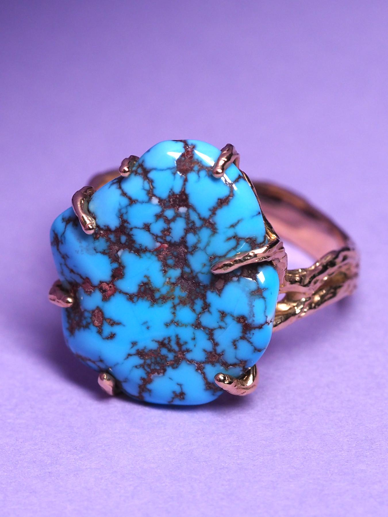 Turquoise Ring Gold Sleeping Beauty St Valentine's Gift Mens Jewelry For Sale 2
