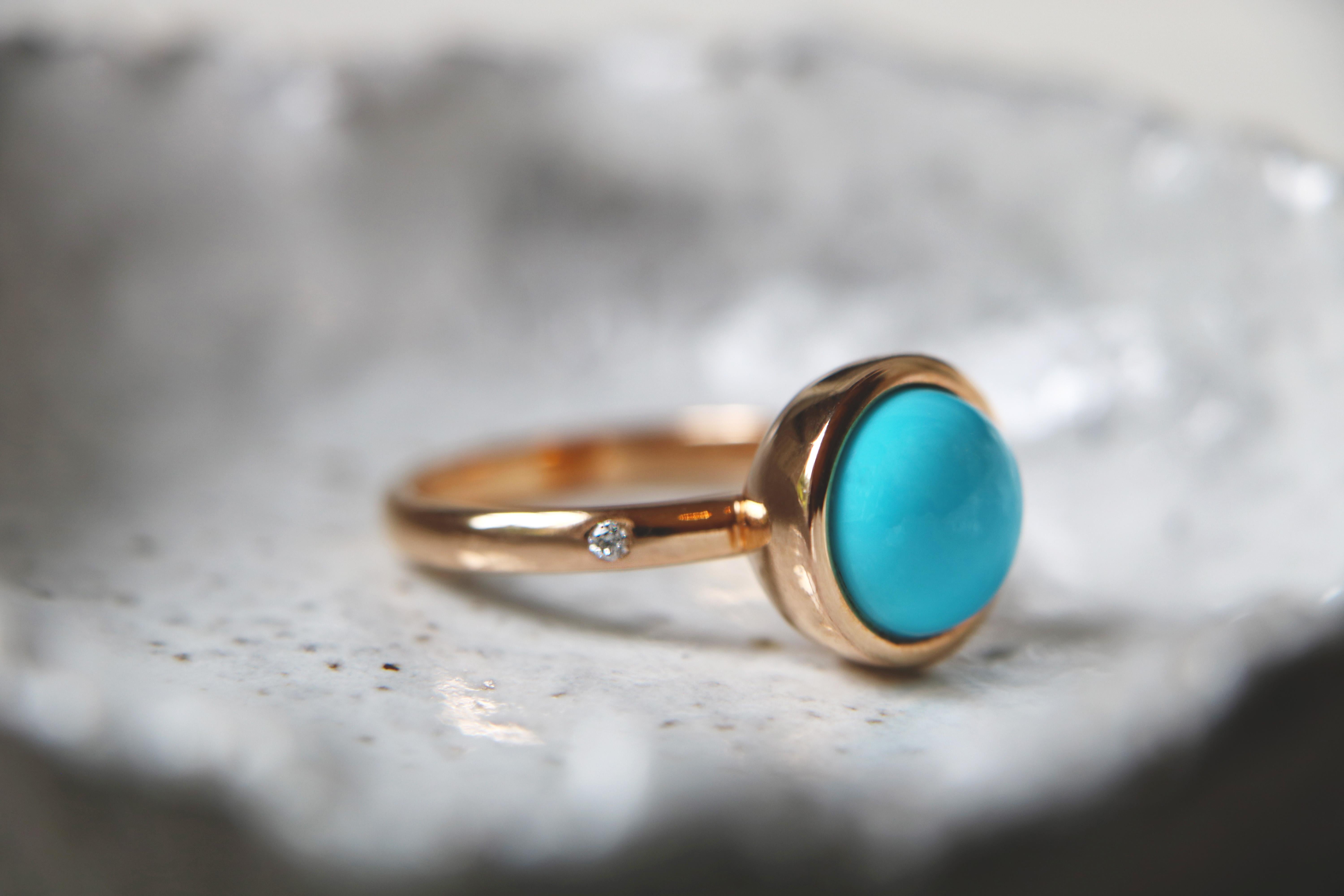Türkisfarbener Ring aus 18 Karat Gold von Bigli (Zeitgenössisch) im Angebot
