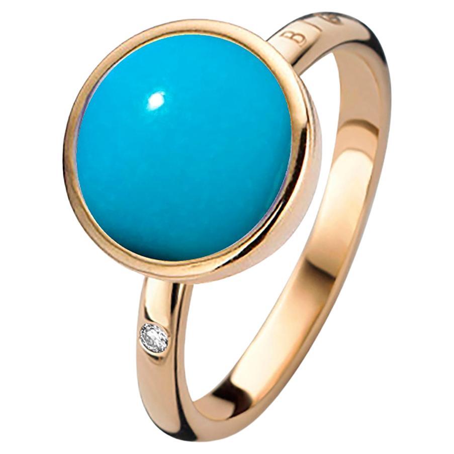 Turquoise Ring in 18ct Gold by Bigli For Sale