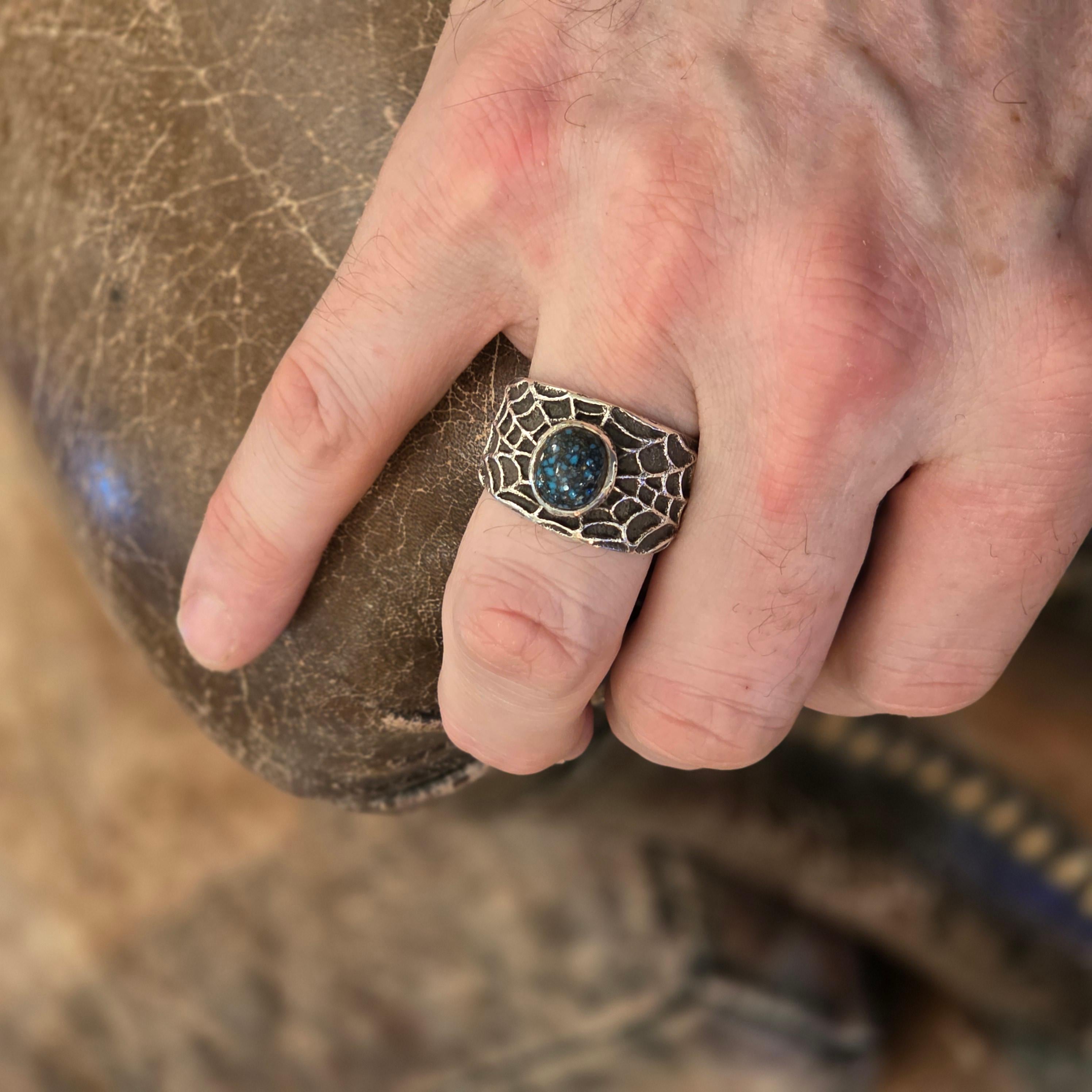 Turquoise Ring Lander Blue Rarest Turquoise on Earth, Certified Authentic For Sale 5