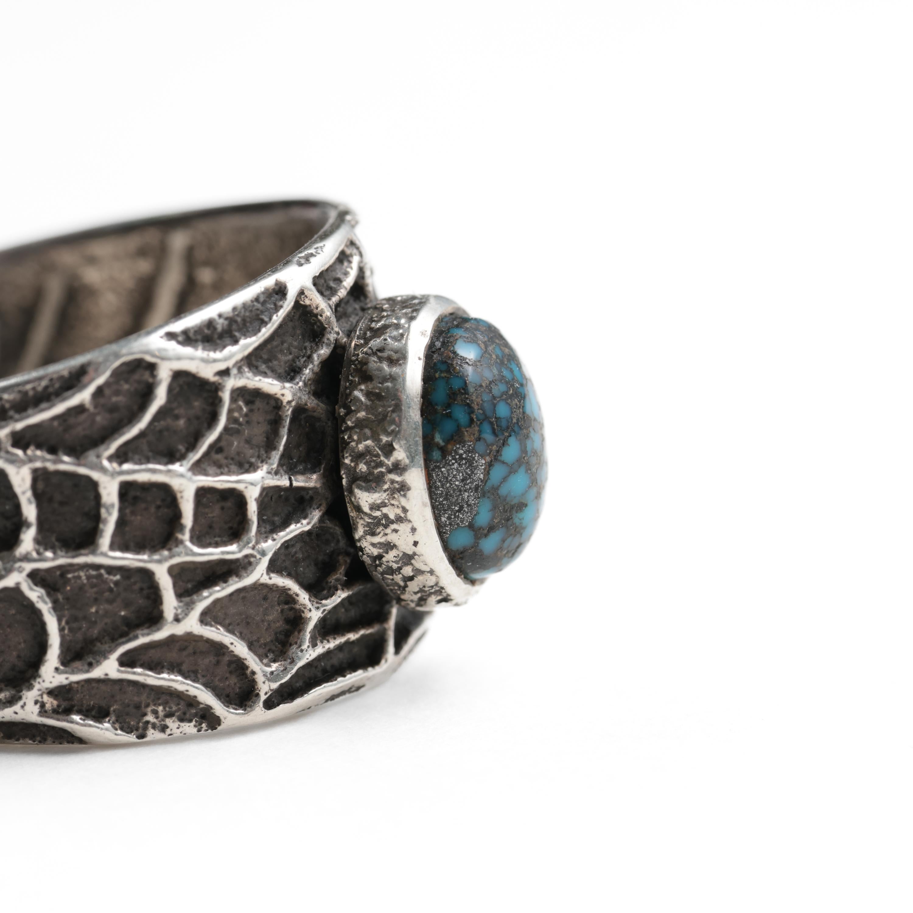 Turquoise Ring Lander Blue Rarest Turquoise on Earth, Certified Authentic For Sale 2