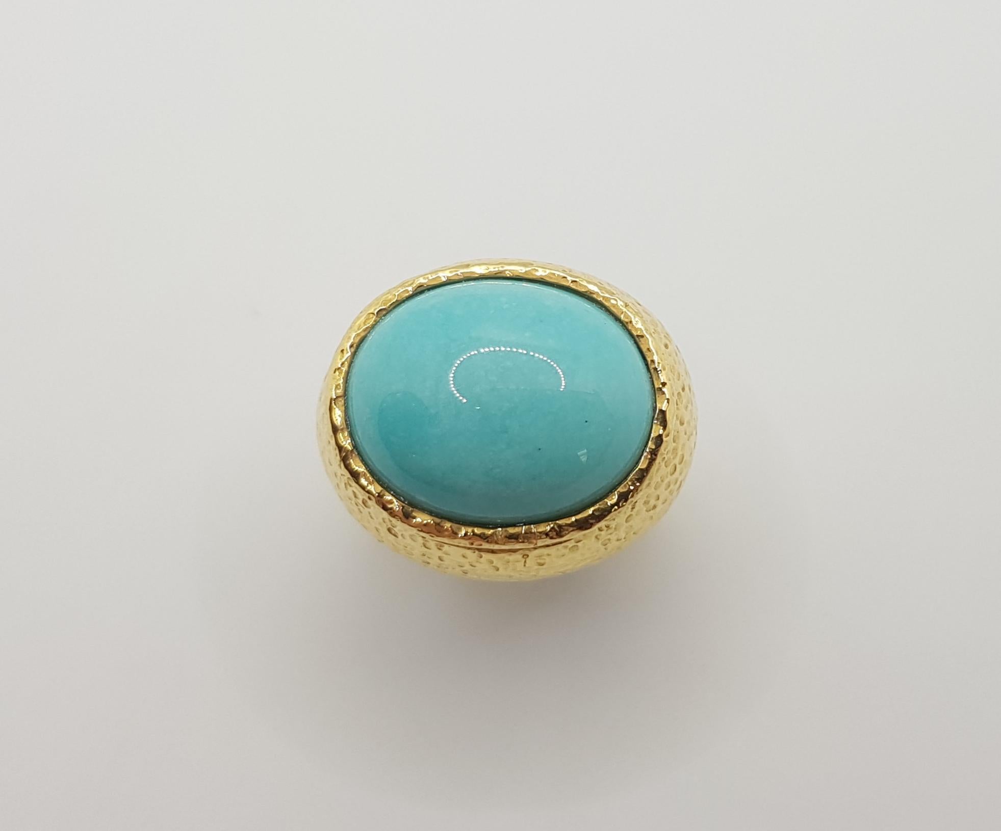 Turquoise Ring Set in 18 Karat Gold Settings For Sale 5