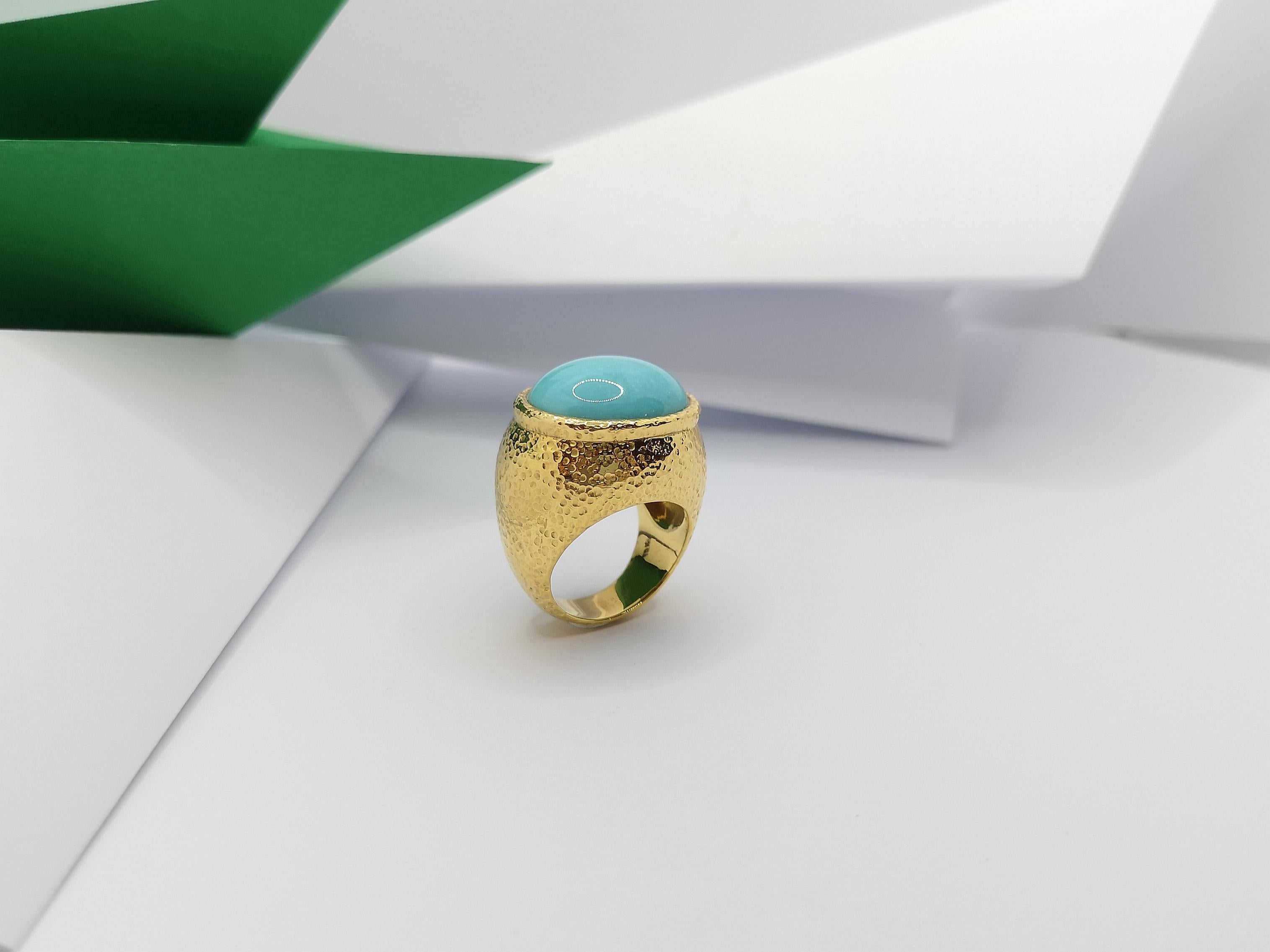 Turquoise Ring Set in 18 Karat Gold Settings For Sale 6