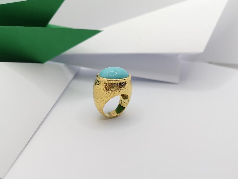 Bague Ancienne En Or 18 Carats Sertie De Turquoises - Bijou Vintage - Occasion à Porter Ou Collectionner