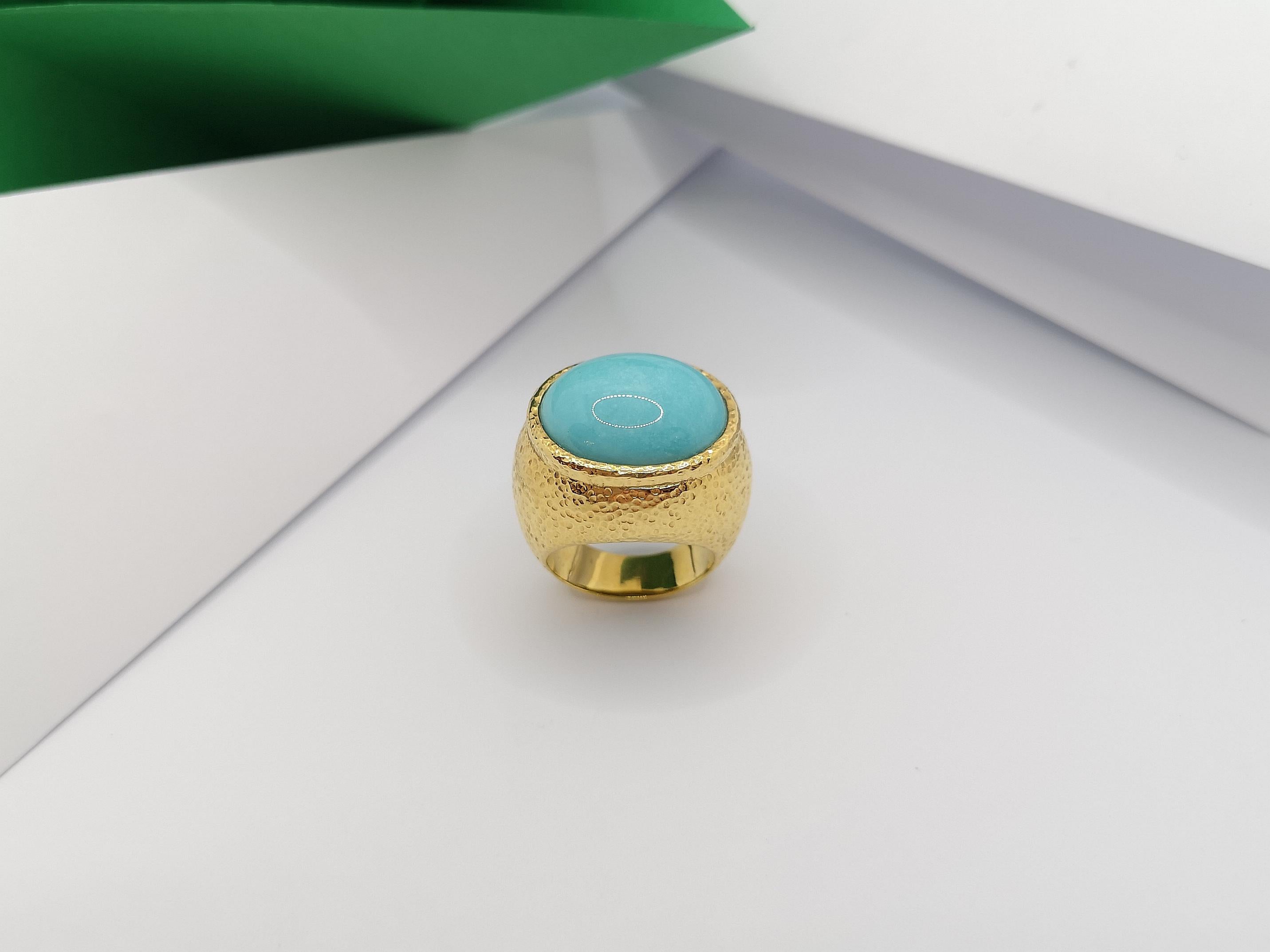 Turquoise Ring Set in 18 Karat Gold Settings For Sale 7