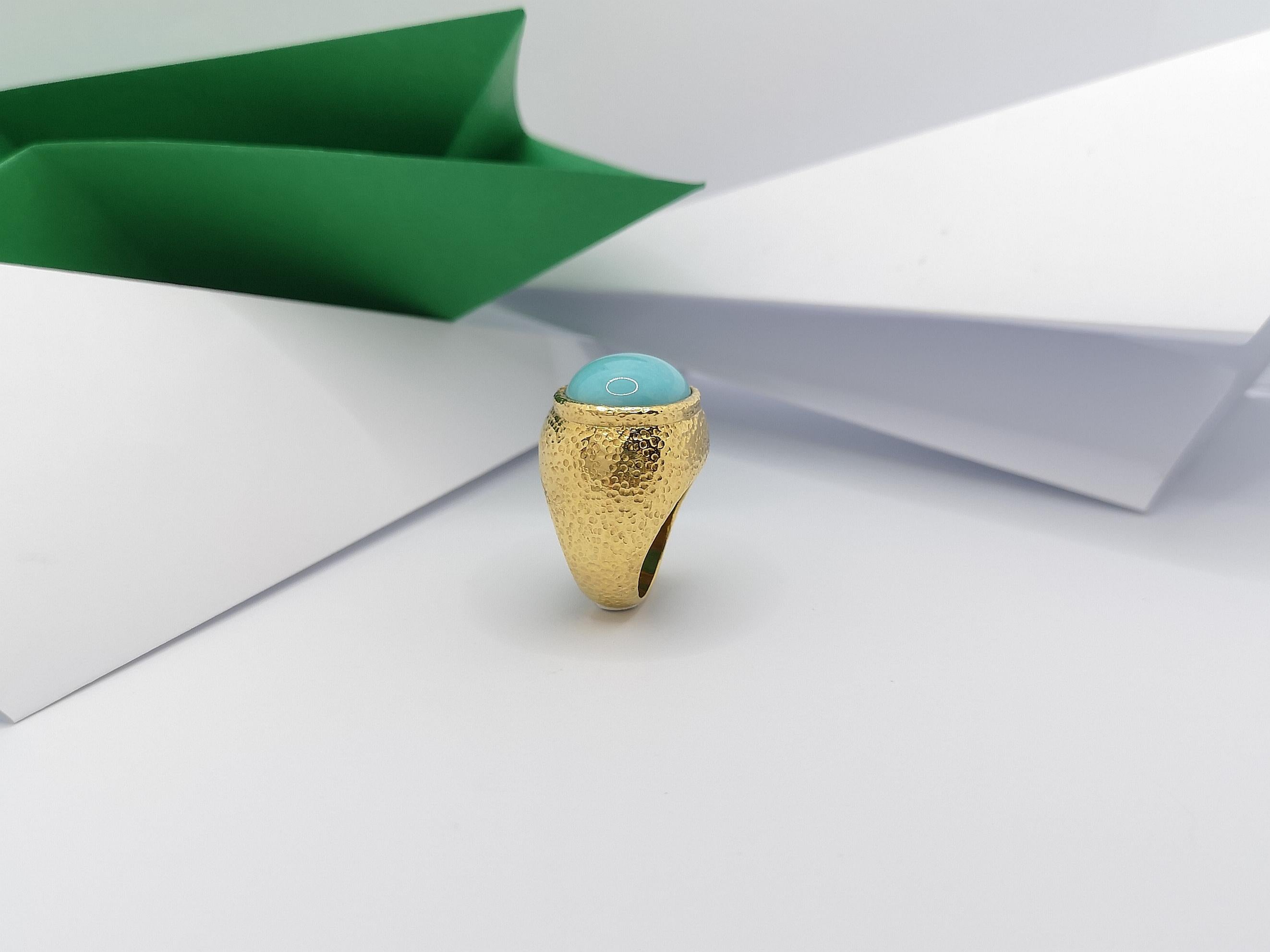 Turquoise Ring Set in 18 Karat Gold Settings For Sale 8