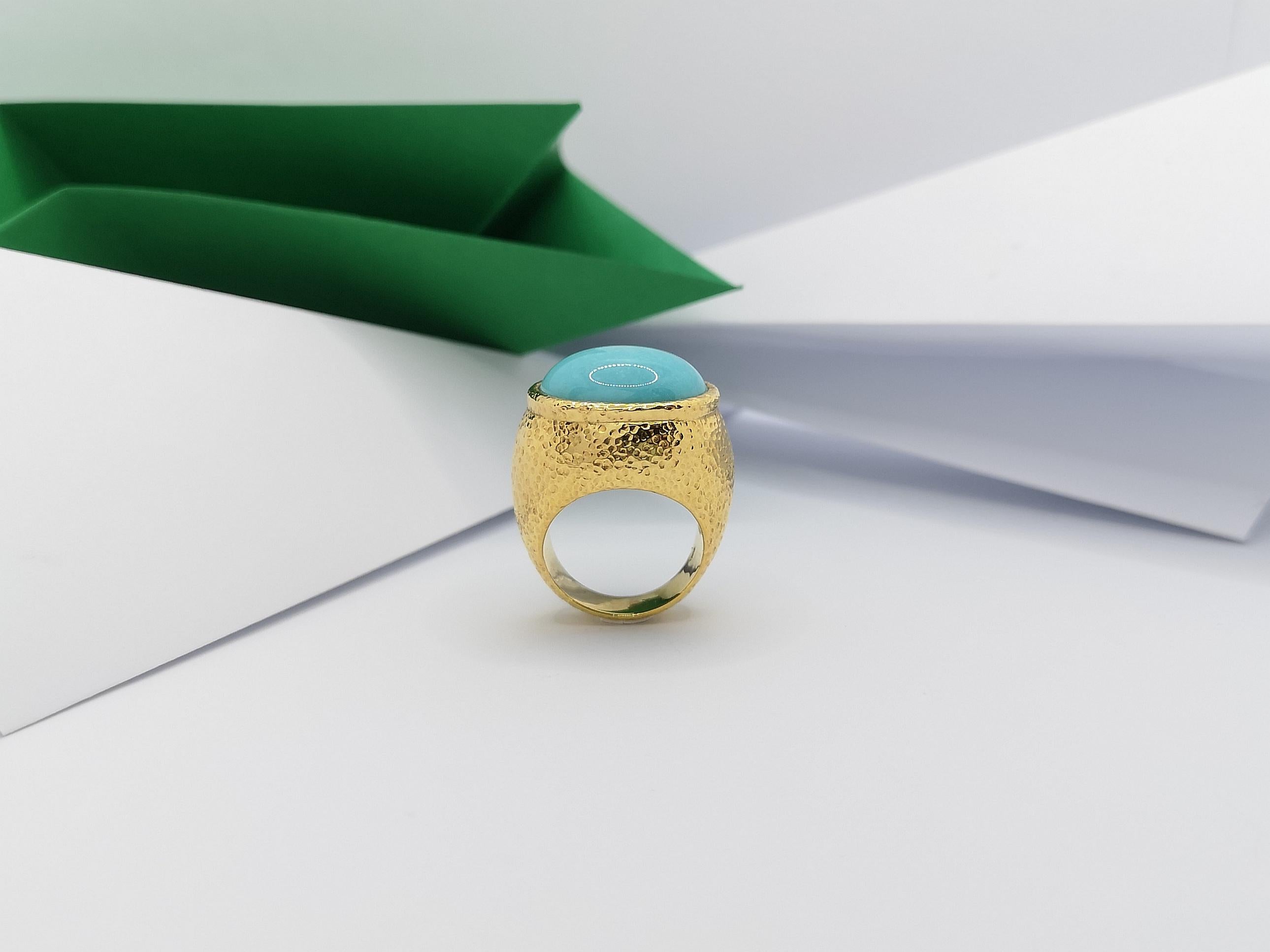Turquoise Ring Set in 18 Karat Gold Settings For Sale 9