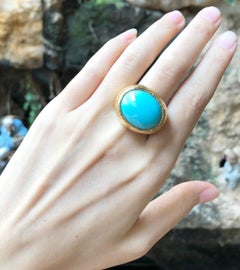 Turquoise Ring Set in 18 Karat Gold Settings