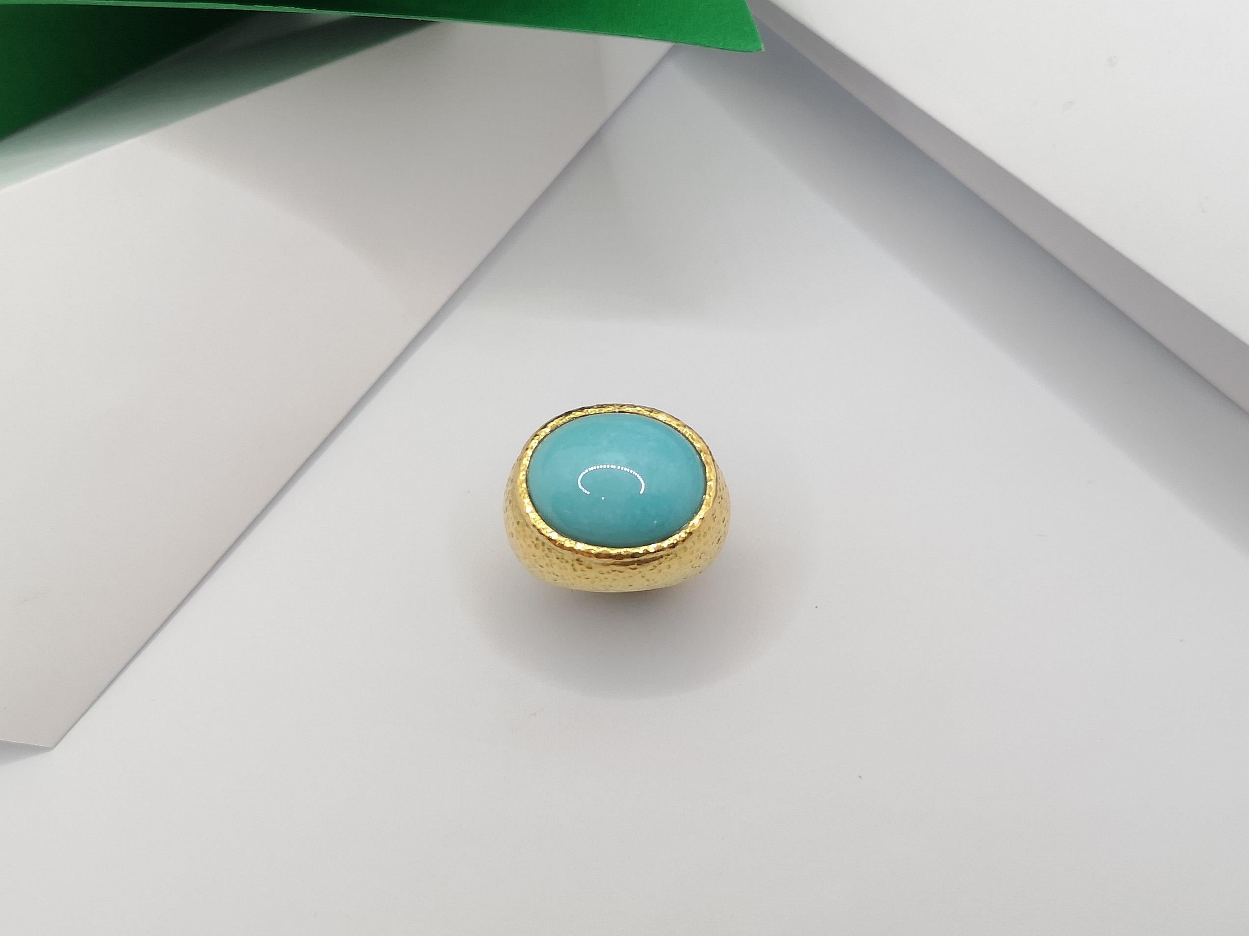 Turquoise Ring Set in 18 Karat Gold Settings For Sale 2
