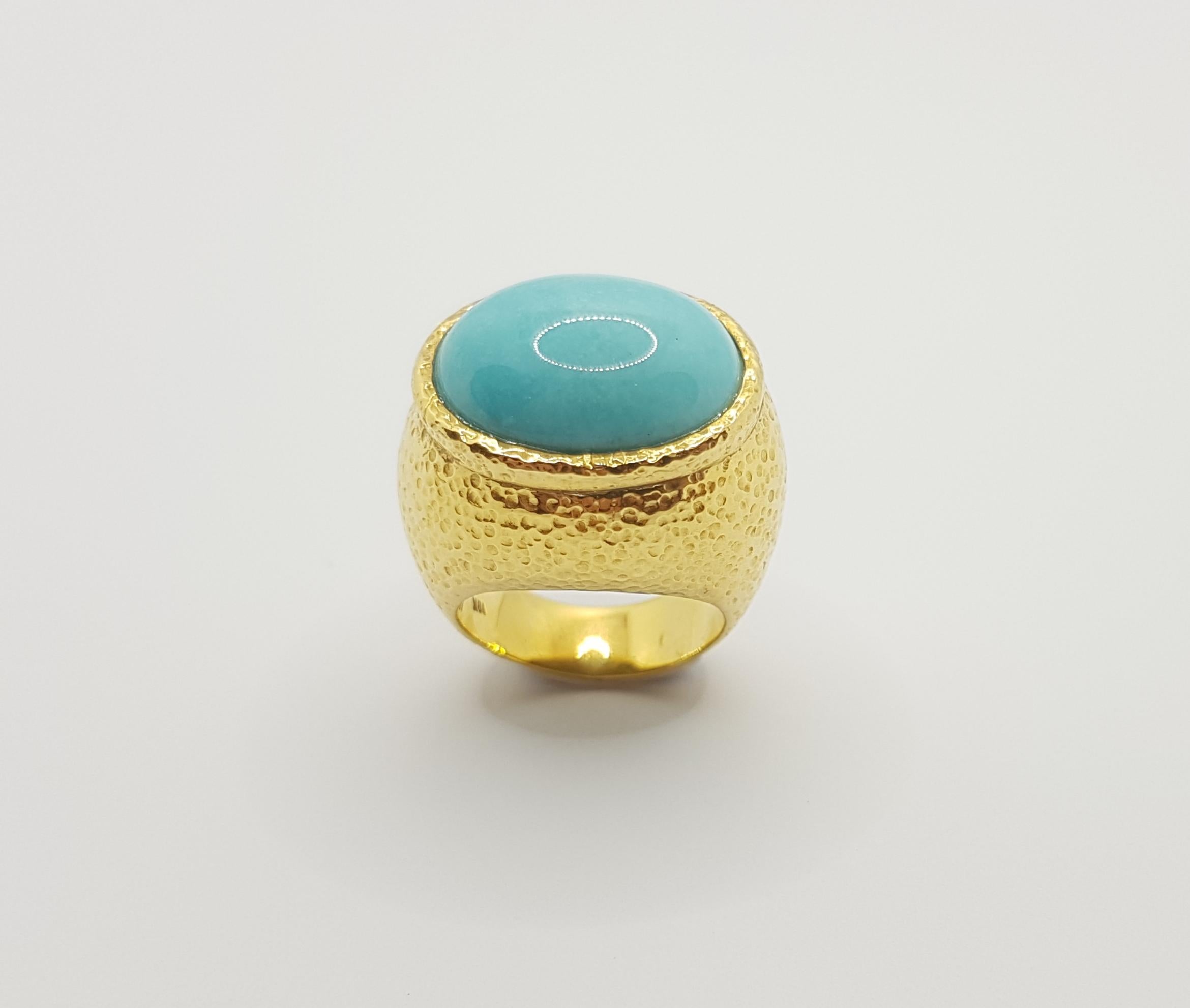 Turquoise Ring Set in 18 Karat Gold Settings For Sale 3