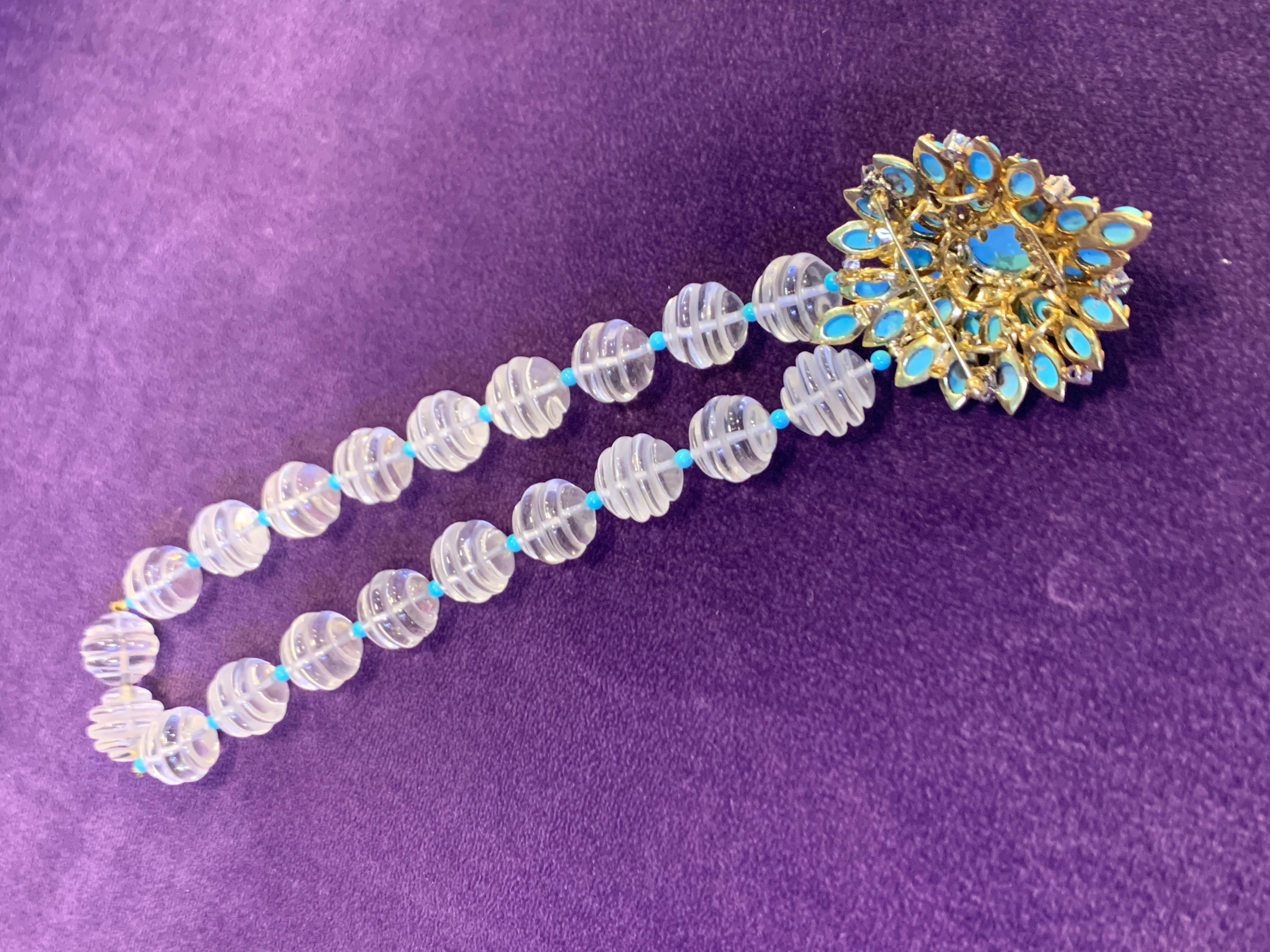 Collana con ciondolo in turchese e cristallo di rocca in vendita 2