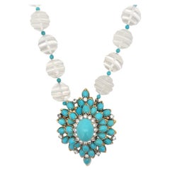 Collana con ciondolo in turchese e cristallo di rocca