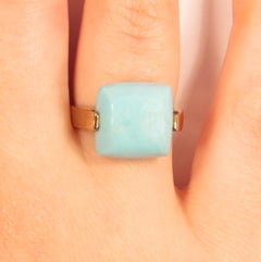 Turquoise Rose Gold Ring Handcrafted in Italy by Botta Gioielli